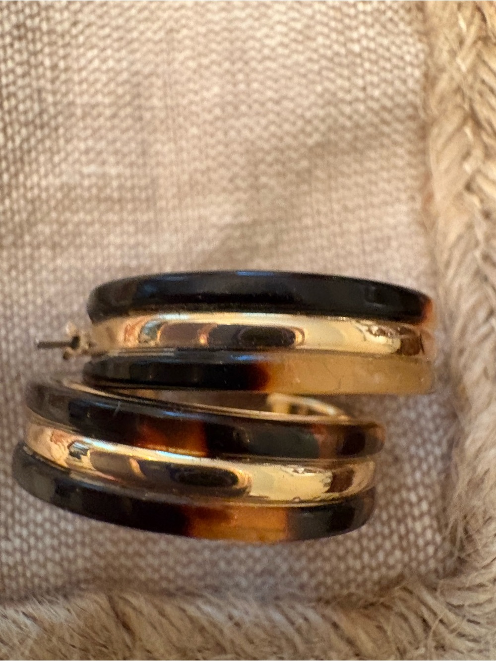 Gold and Tortoiseshell Hoop Earrings - Women Jewelry